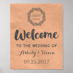 Welcome to our Wedding Sign Kraft Paper Wreath