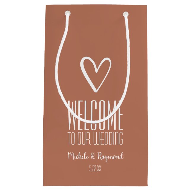 Welcome to Our Wedding Terracotta Small Gift Bag (Front)