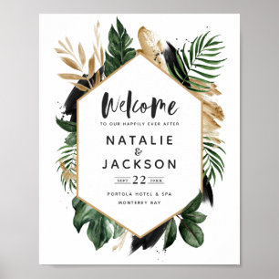 Welcome to our wedding tropical poster