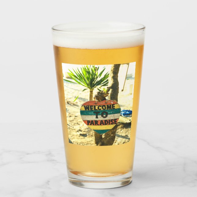 Welcome to paradise Beach Ocean Glass (Front Filled)