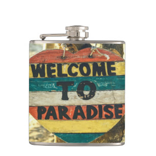 Welcome to paradise Beach Ocean Hip Flask