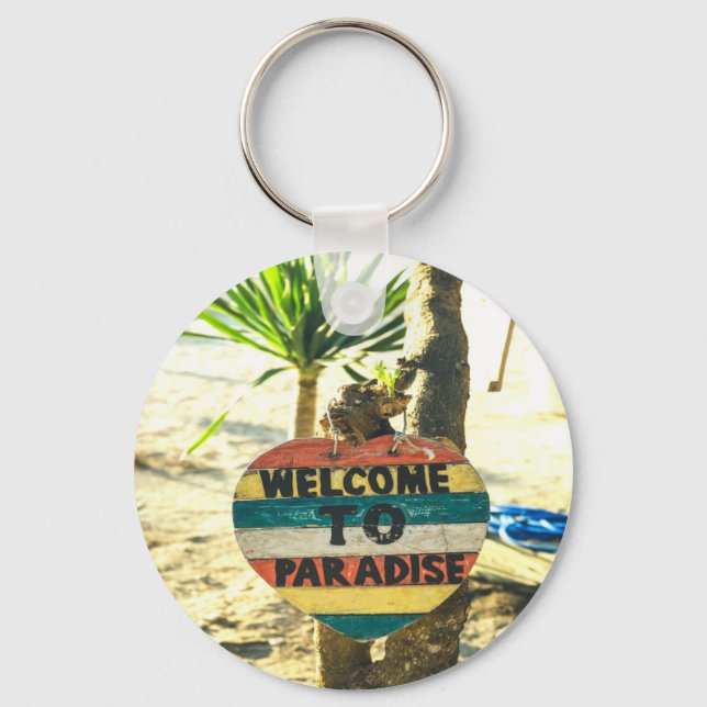 Welcome to paradise Beach Ocean Keychain (Front)