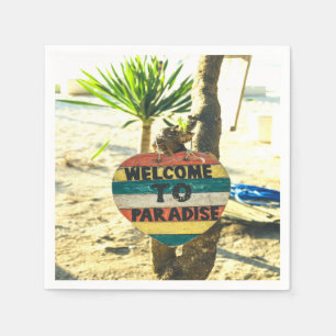 Welcome to paradise Beach Ocean Napkin
