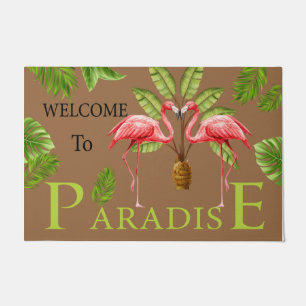 Welcome To Paradise Flamingo Doormat, Cute  Doormat