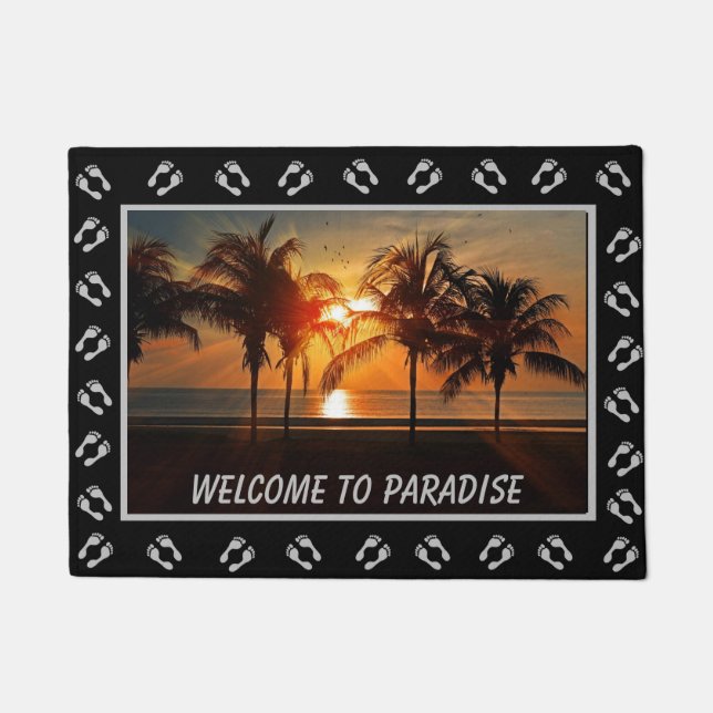 Welcome to Paradise Island Sunset Doormat (Front)