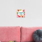 Welcome to Paradise | Tropical Watercolor Floral Canvas Print (Insitu(LivingRoom))