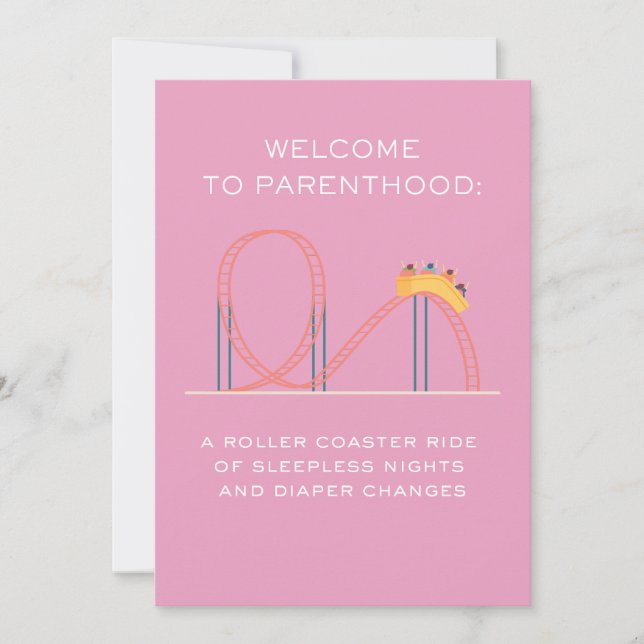 WELCOME TO PARENTHOOD A ROLLER COASTER RIDE HOLIDAY CARD (Front)