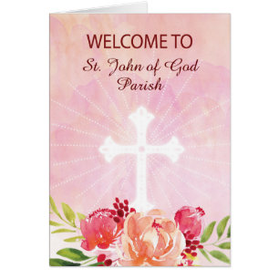 Welcome to Parish Customizable Cross Pink Flowers