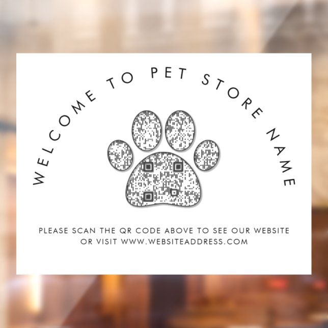 Welcome to Pet Store Name QR Code Window Cling (Sheet 2)