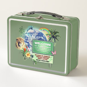 Welcome to Planet Earth Metal Lunchbox