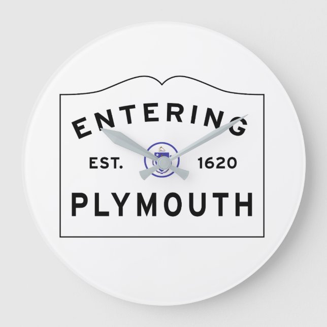 Welcome to Plymouth MA Large Clock (Front)