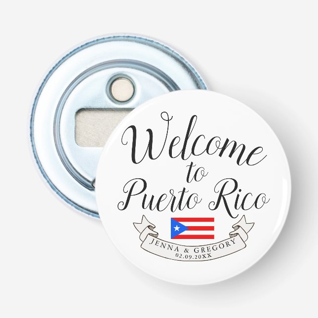 Welcome to Puerto Rico| Destination Wedding Favour Bottle Opener (Front)