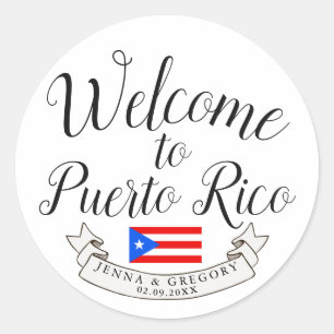 Welcome to Puerto Rico Destination Wedding Favour Classic Round Sticker
