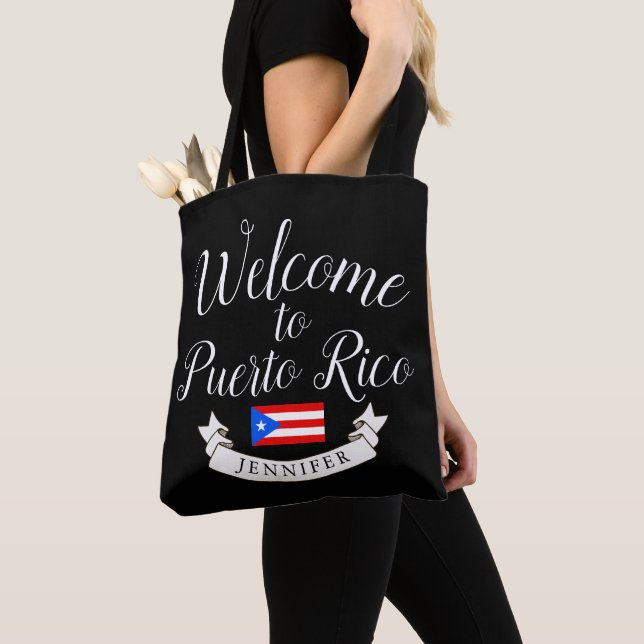 Welcome to Puerto Rico| Destination Wedding Favour Tote Bag (Close Up)