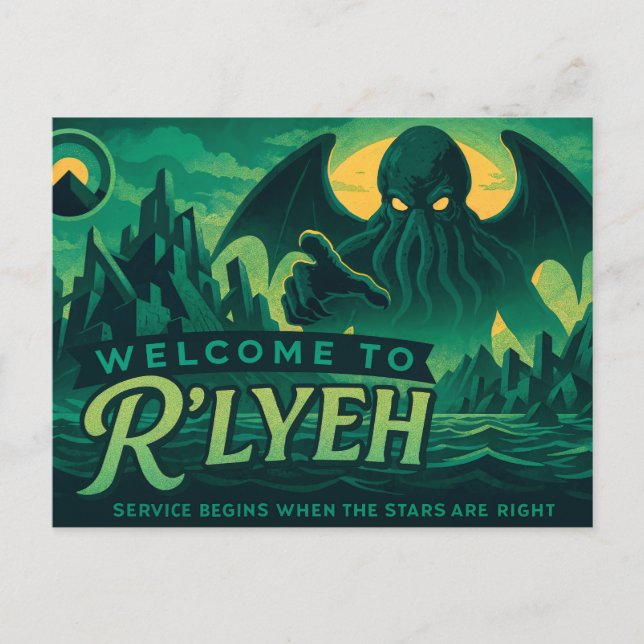 Welcome to R’lyeh – Vacation in Madness Holiday Postcard (Front)
