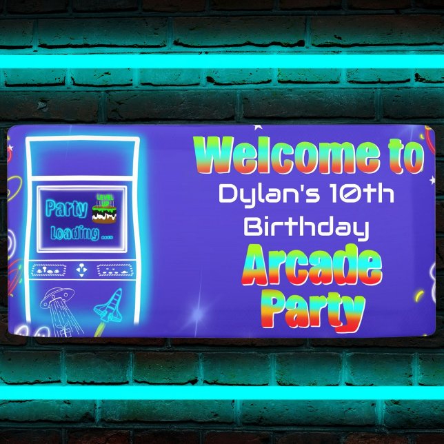Welcome To Retro Arcade Power Up Gaming Birthday  Banner (Creator Uploaded)