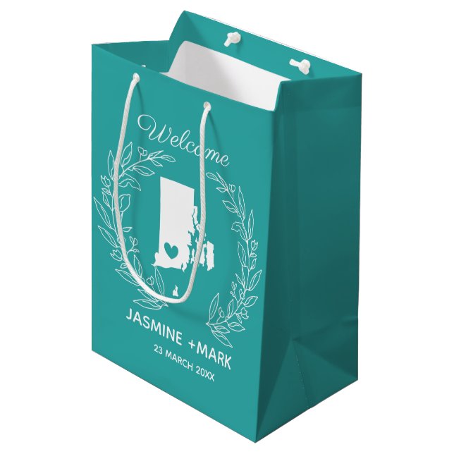 Welcome to Rhode Island wedding favors custom Medium Gift Bag (Front Angled)