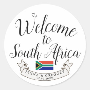 Welcome to South Africa   Destination Wedding Classic Round Sticker