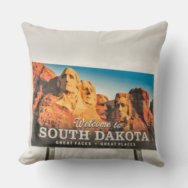 Welcome to South Dakota Sign Throw Pillow (Front)