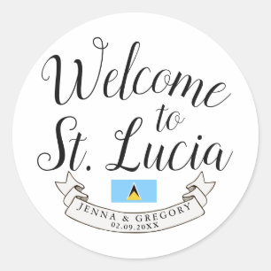Welcome to St. Lucia   Destination Wedding Favour Classic Round Sticker