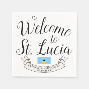 Welcome to St. Lucia Destination Wedding Favour Napkin