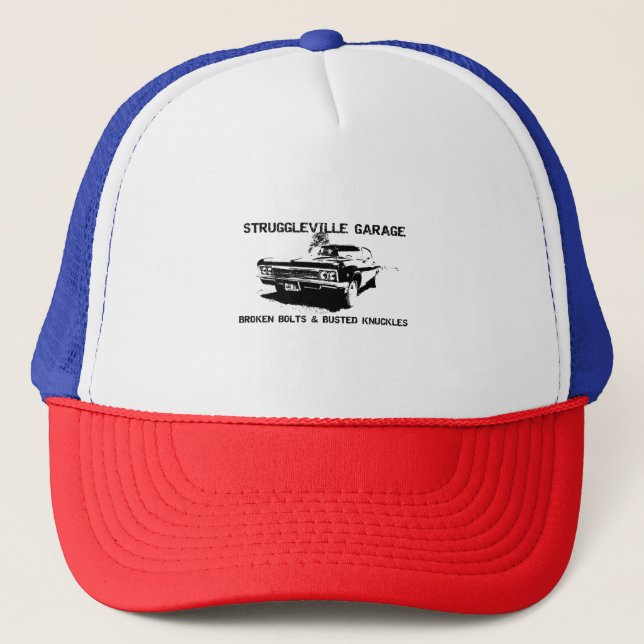 Welcome to Struggleville Garage - Where Broken Bol Trucker Hat (Front)