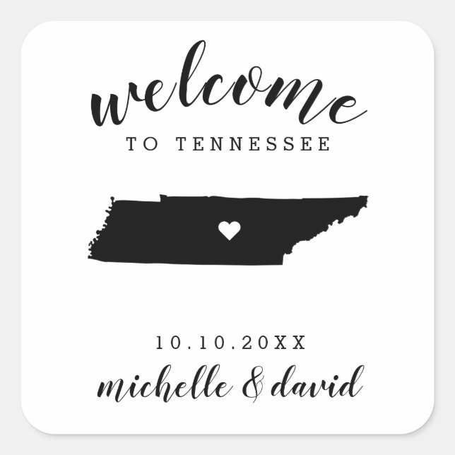 Welcome to Tennessee | Wedding custom favour Square Sticker (Front)