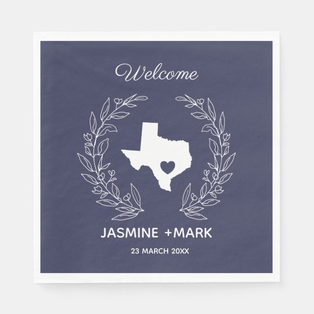 Welcome to Texas Wedding Party Custom  Napkin (Front)