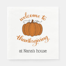 Welcome to Thanksgiving personalized napkins