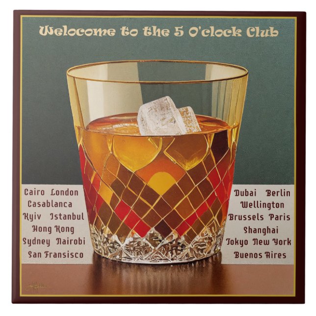 Welcome to the 5 O'clock Club Mid Century Design Tile (Front)