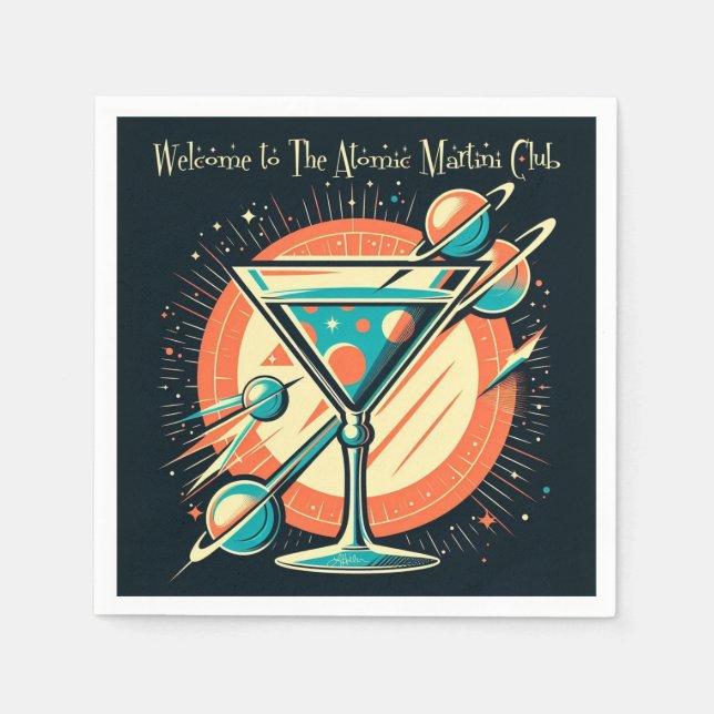 Welcome To The Atomic Martini Club Space Age Napkin (Front)