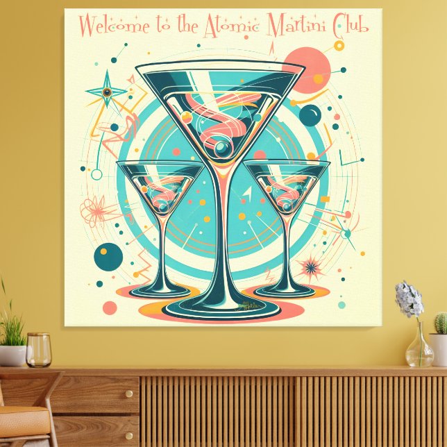 Welcome To The Atomic Martini Club Triple Play Canvas Print (Insitu(LivingRoom))