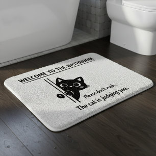 Welcome To The Bathroom Cat Companion Bath Mat