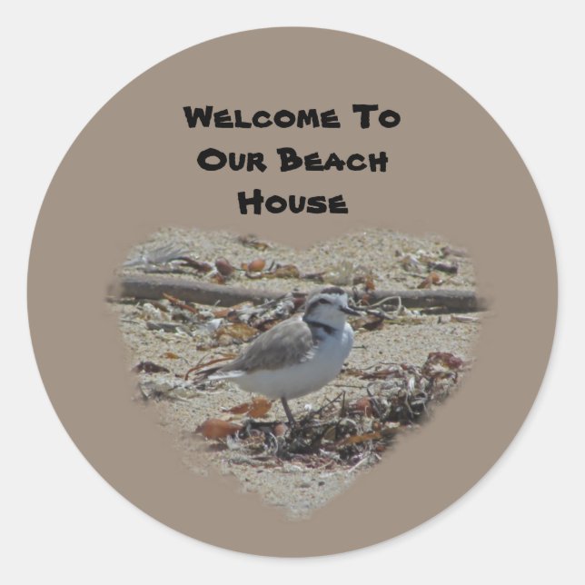 Welcome To The Beach Snowy Plover Photo Coast Bird Classic Round Sticker (Front)