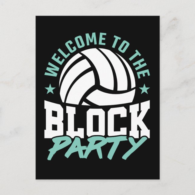 Welcome to the Block Party Funny Volleyball  Postcard (Front)