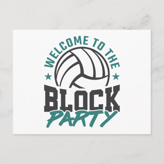 Welcome to the Block Party Volleyball Middle Block Postcard (Front)