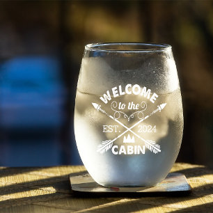 Welcome to the Cabin Rustic Arrows Stemless Wine Glass