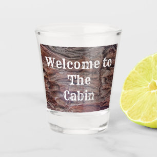 Welcome to the Cabin Tree Trunk Close-up Photo Shot Glass