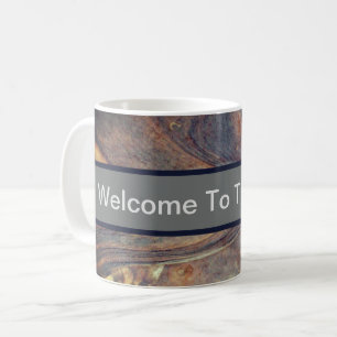 Welcome to the Cabin Woodgrain Rustic Guest Coffee Mug