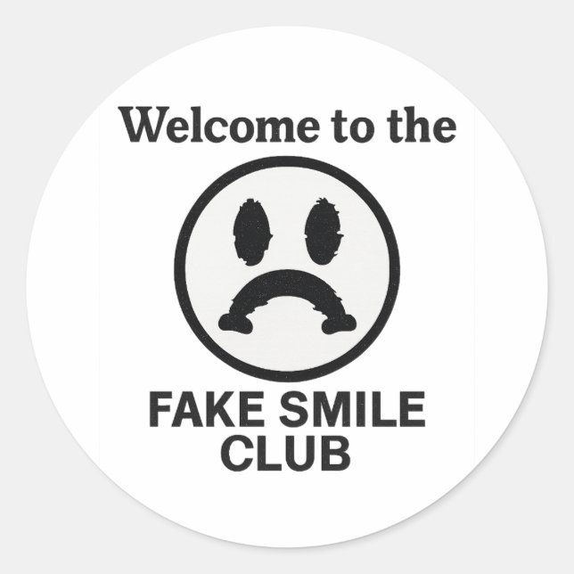 Welcome to the Fake Smile Club – Sad Clown Aesthet Classic Round Sticker (Front)
