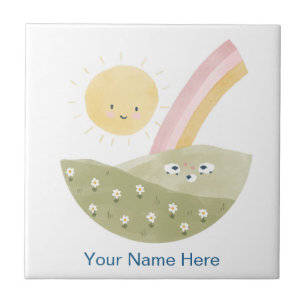 Welcome to the Flock Watercolor Nursery Decor Tile