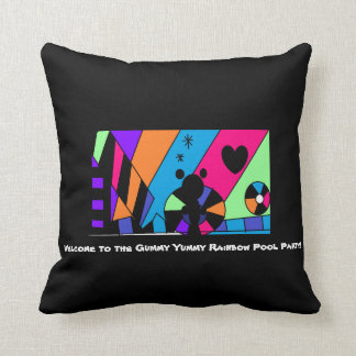 Welcome to the Gummy Yummy Rainbow Pool Party! Throw Pillow