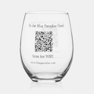 Welcome to the hotel restaurant villa scan QR WIFI Stemless Wine Glass
