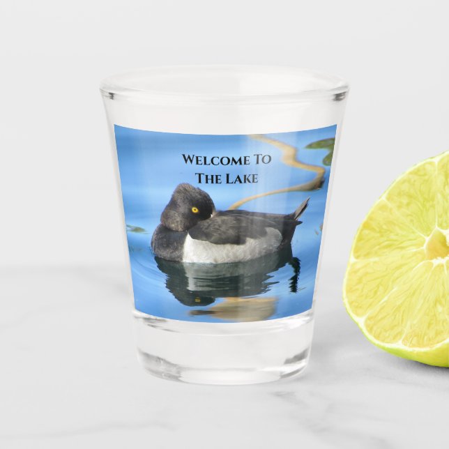 Welcome To The Lake Duck Reflection Nature Shot Glass (Front)