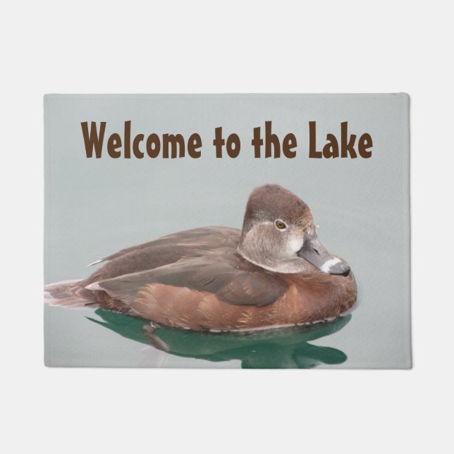 Welcome to the Lake Ring-necked Duck Photo Bird Doormat (Front)