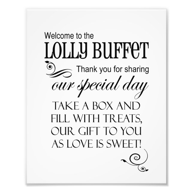 Welcome to the Lolly Buffet Wedding Sign - Box (Front)