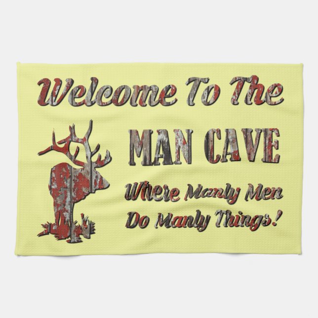 WELCOME TO THE MAN CAVE KITCHEN TOWEL (Horizontal)