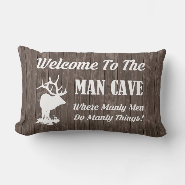 WELCOME TO THE MAN CAVE! Throw Pillow (Front)