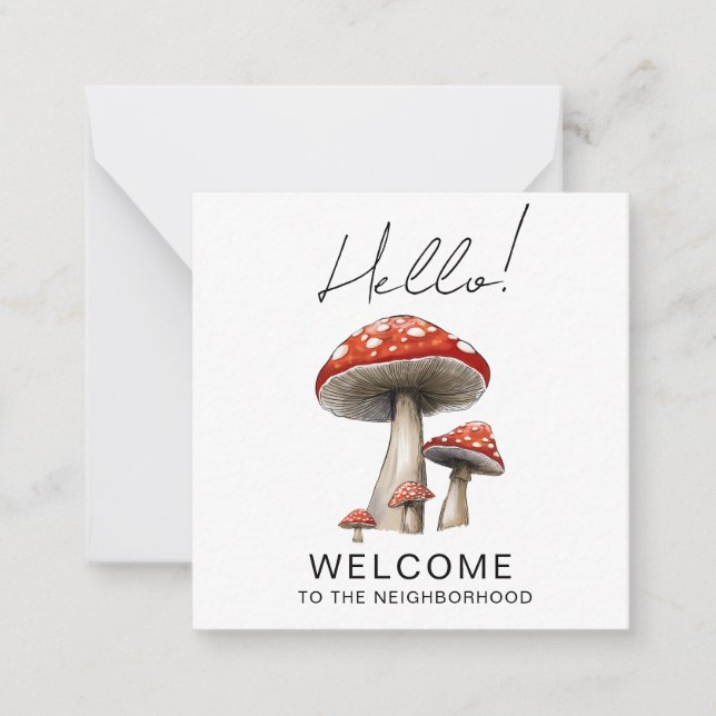 Welcome to the Neighbourhood Card – Cute toadstool (Front)