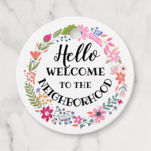 welcome to the neighbourhood new home note card favour tags